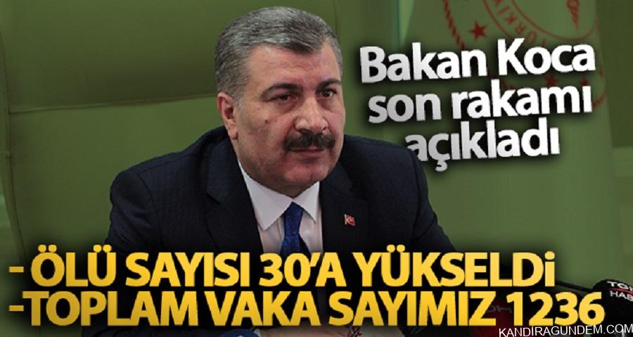 Bakan Koca: ‘Ölü sayısı 30’a yükseldi. Toplam vaka sayımız 1236’