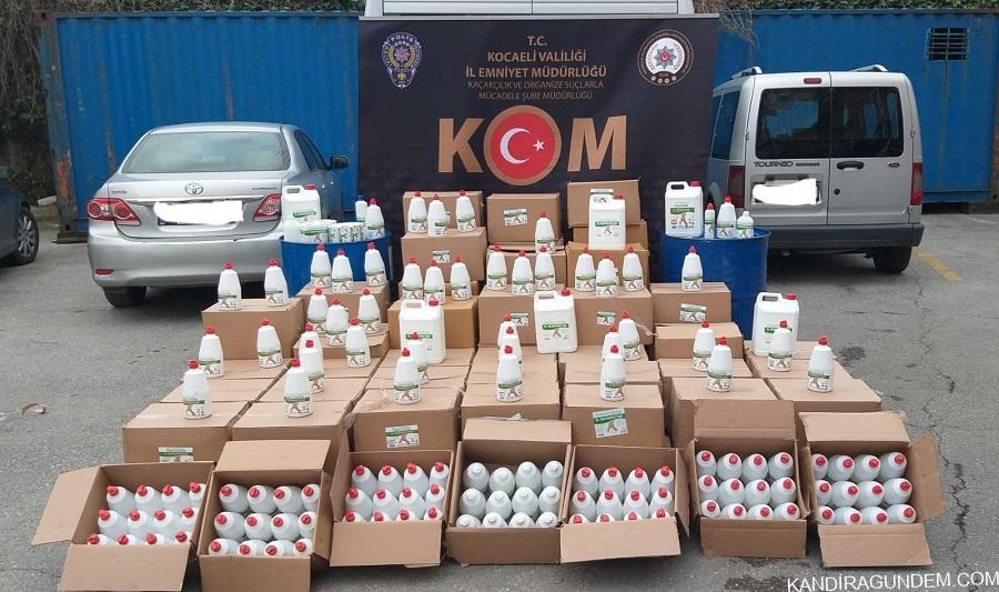 Kocaeli’de bin 340 şişe sahte el dezenfektanı ele geçirildi: 2 gözaltı