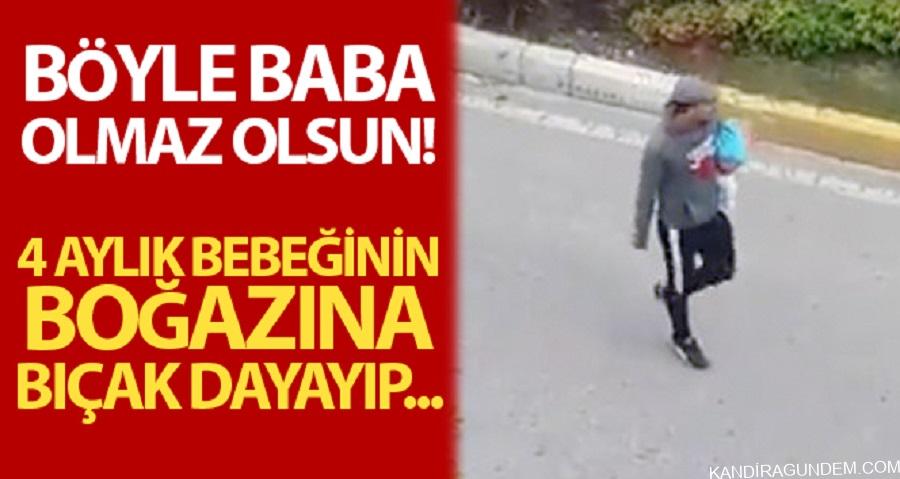 Bebeğini kaçırıp boğazına bıçak dayadı, vurularak yakalandı