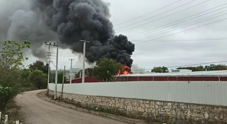 Kandıra’da Raf Fabrikasında Yangın